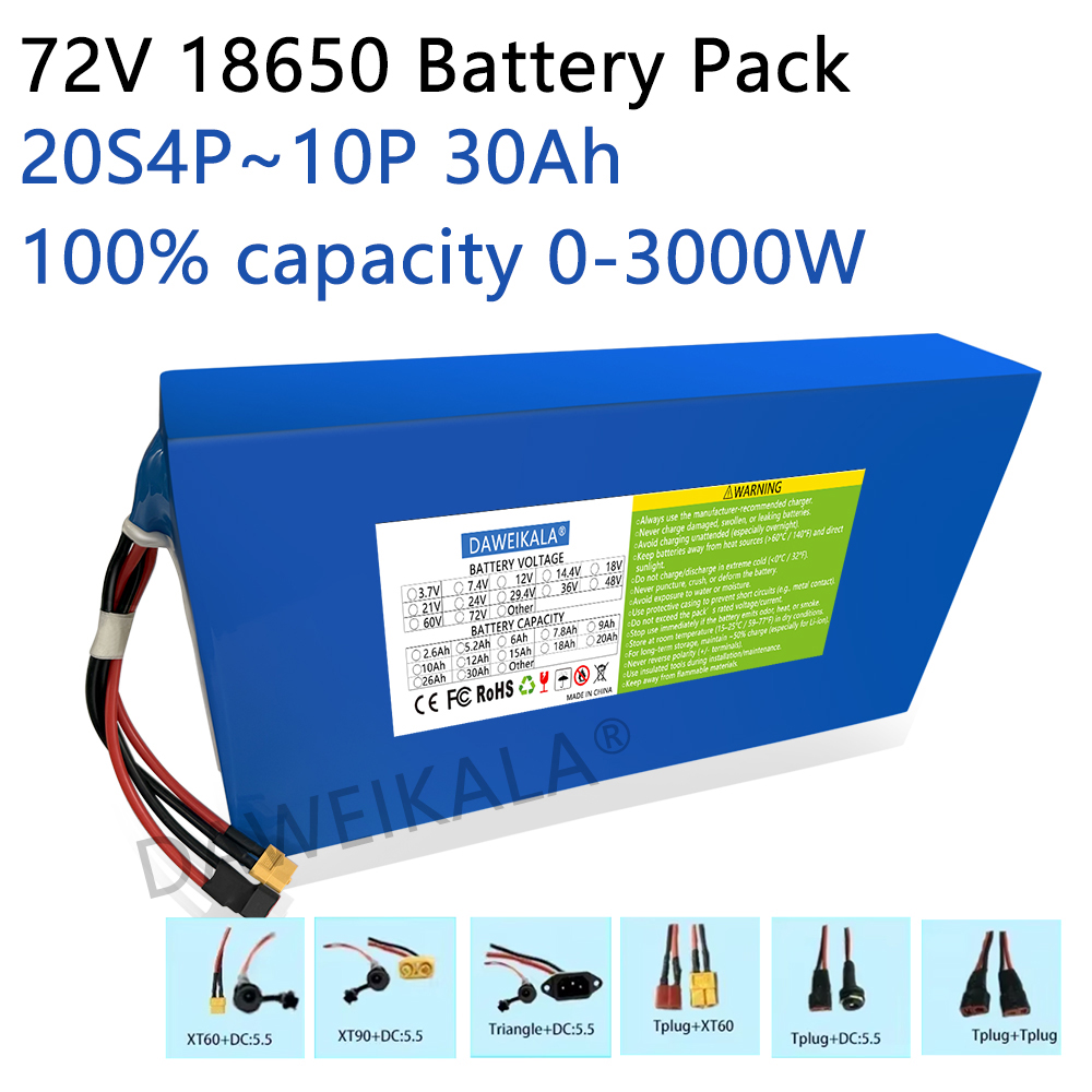 Electric Bicycle Battery 72V 30Ah - Novo pacote de bateria 72v 12ah-30ah