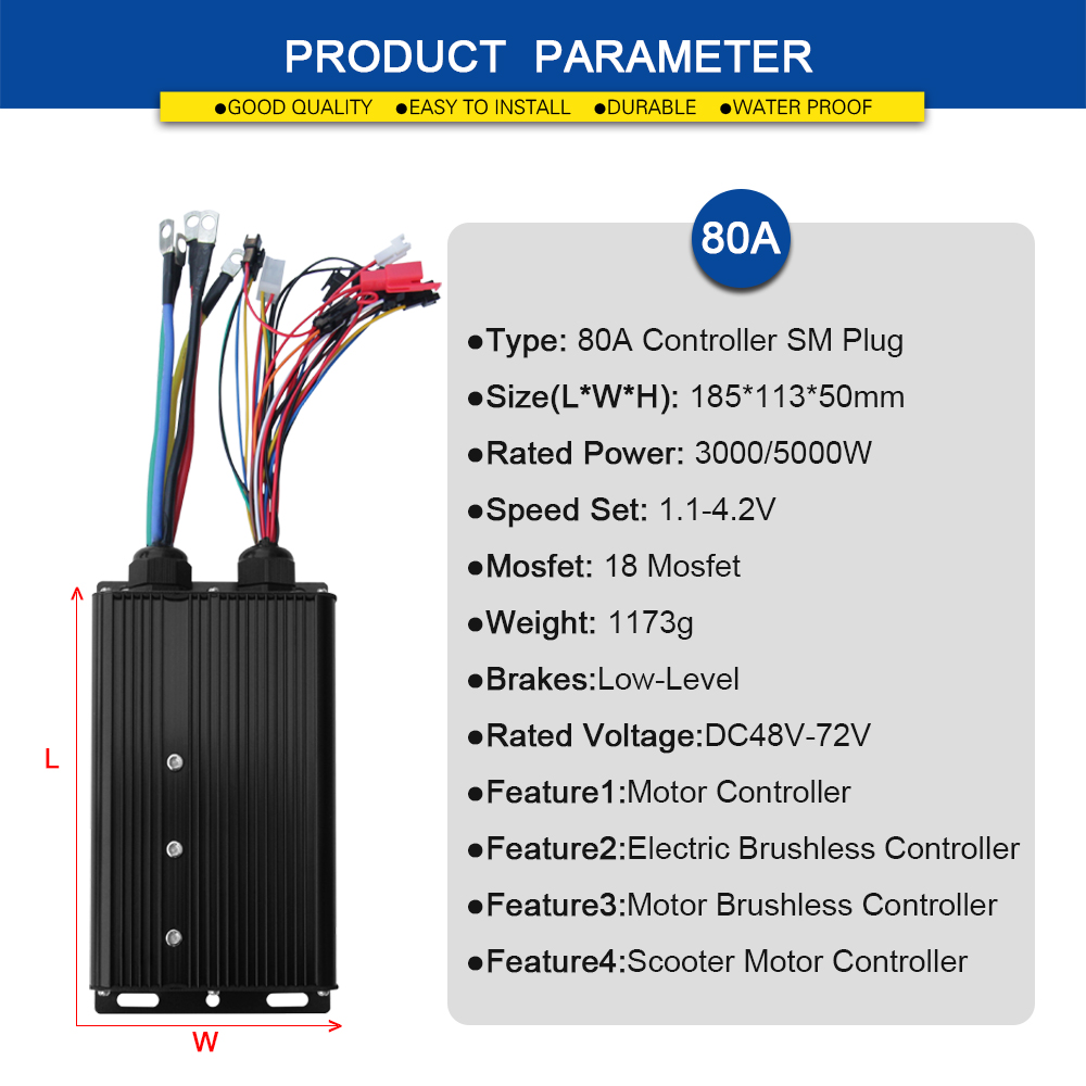 Sine Wave Controller 48V 72V 80A - Controlador de Onda Senoidal para Ebike