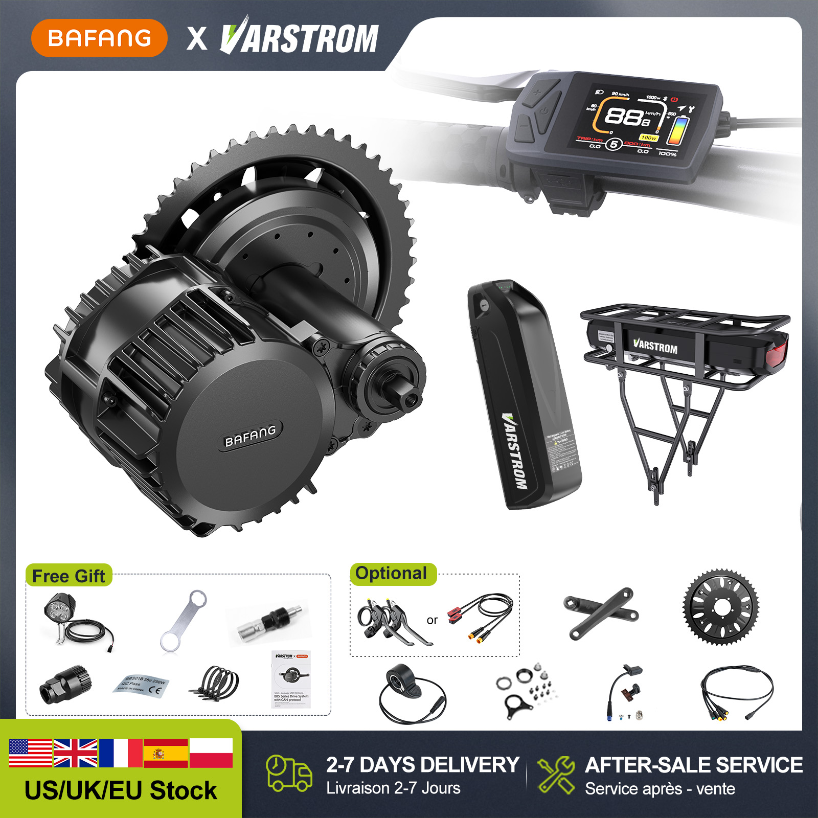 Bafang Bbs02B 48V 750W Mid Drive Kit - [Estoque nos EUA] Kit de Conversão