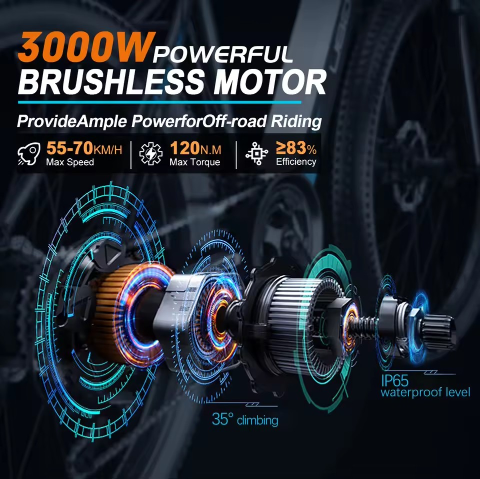 72V 5000W Hub Motor Kit - Peças de Conversão para Ebike 48V