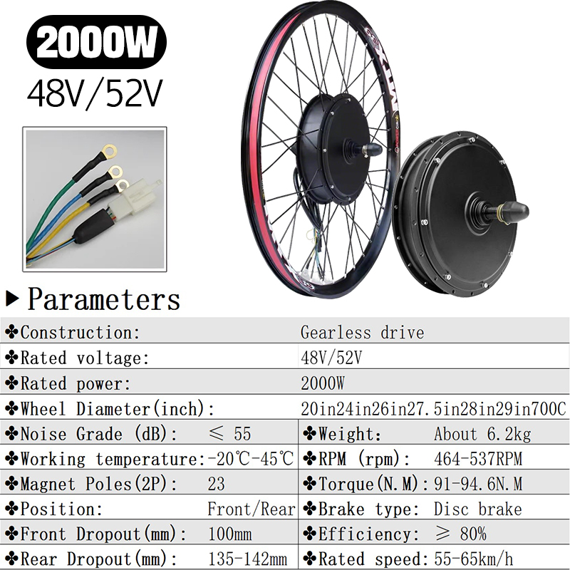 Motor de Roda MTX 48V/52V 2000 - Ebike Conversion Kit 72V 3000W avaliação e preço