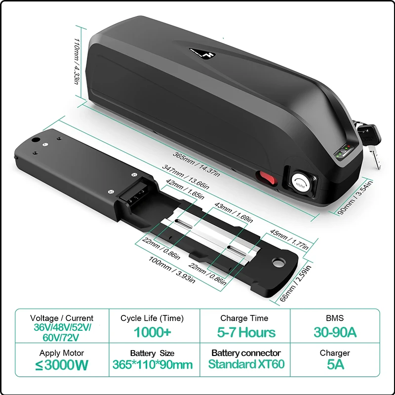 Bateria para Ebike 72V60V 48V  - Ebike Battery 48V 20Ah Hailong avaliação e preço