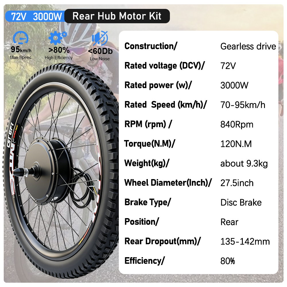 Kit de Conversão para Biciclet - Ebike Conversion Kit 72V 3000W avaliação e preço