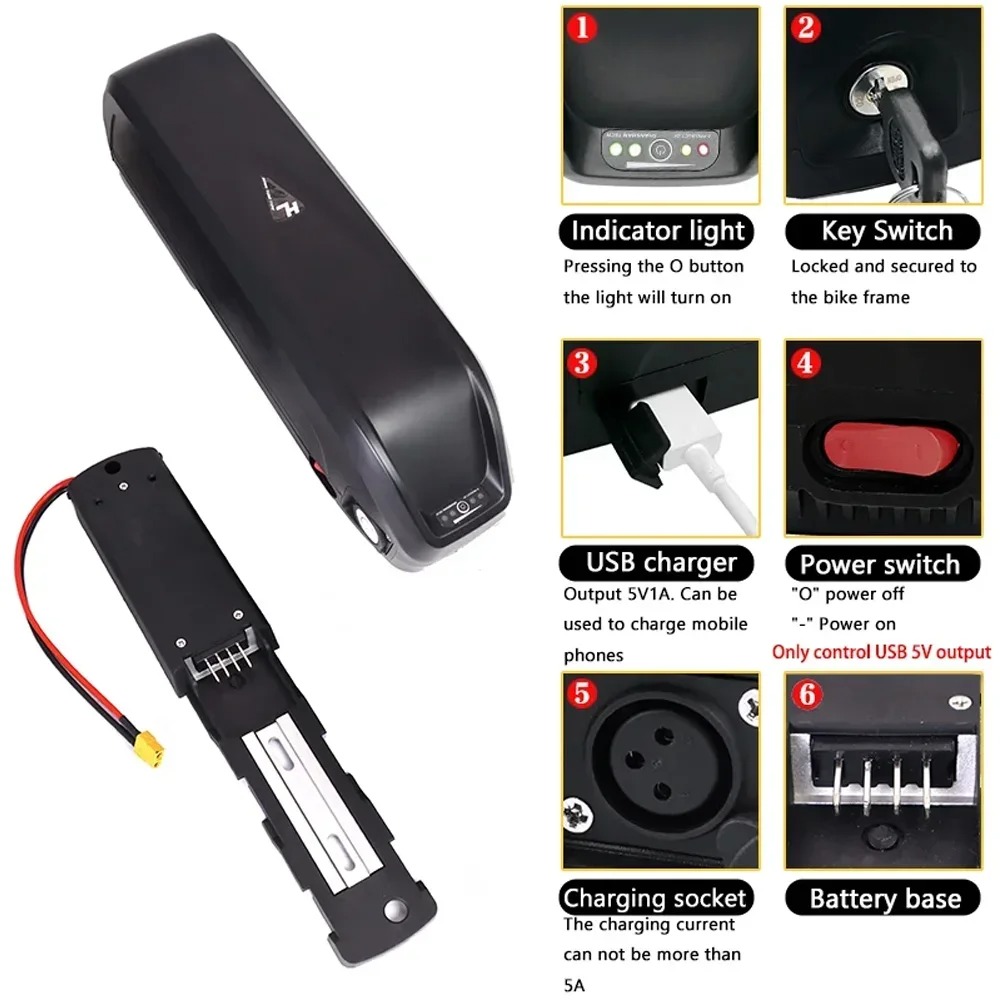 Nova Bateria Hailong 36V 48V 5 - Ebike Battery 48V 20Ah Hailong avaliação e preço