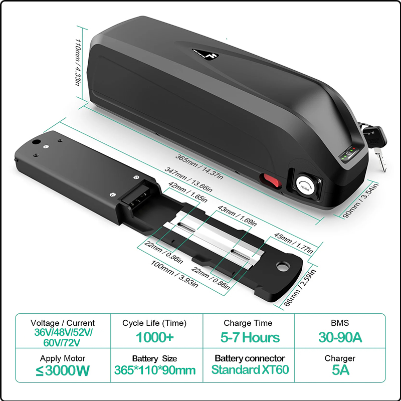 Bateria de bicicleta elétrica  - Ebike Battery 48V 20Ah Hailong avaliação e preço